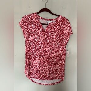 NWT Liz Claiborne Red Floral Women's Top